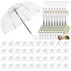 52 Inch Large Clear Bubble Umbrella Bulk with Classic Hook Handle Decorative Clear Wedding Dome Umbrella with Thank You Tags and Rope Guest Souvenirs for Wedding Party Bridal Favors