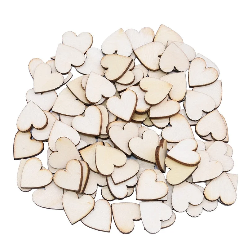 1Pack Wood Slices Discs Wood Heart Love Blank Unfinished Natural Crafts Supplies Wedding Ornaments