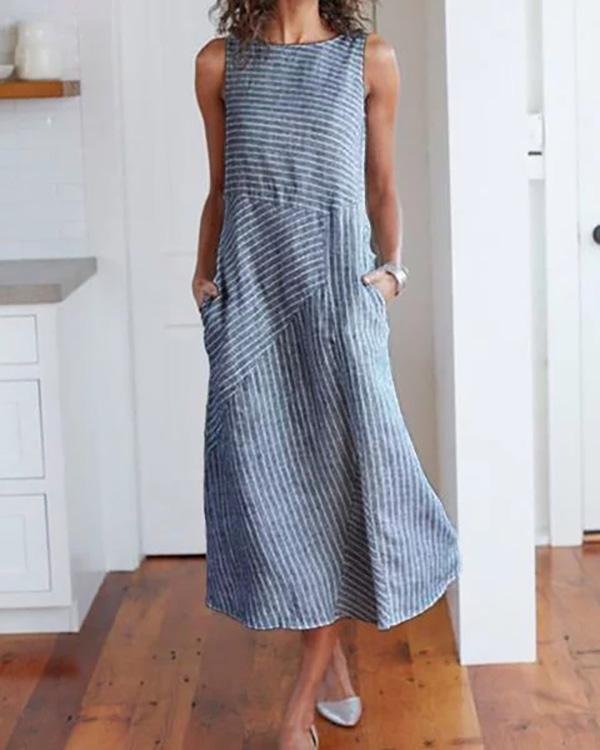 Women Crew Neck Dresses Shift Daily Striped Dresses