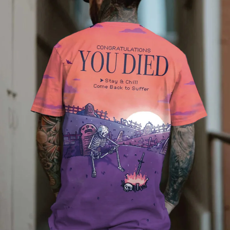 Congratulations You Died Printed Men's T-Shirt -  