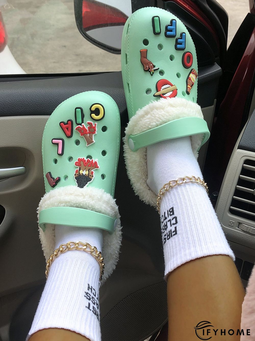 Text Letters Decor Casual EVA Vented Clogs Sandals | IFYHOME