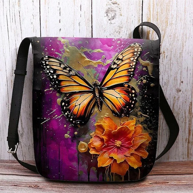 Style & Comfort for Mature Women Women's Floral Butterfly Print Crossbody Bag