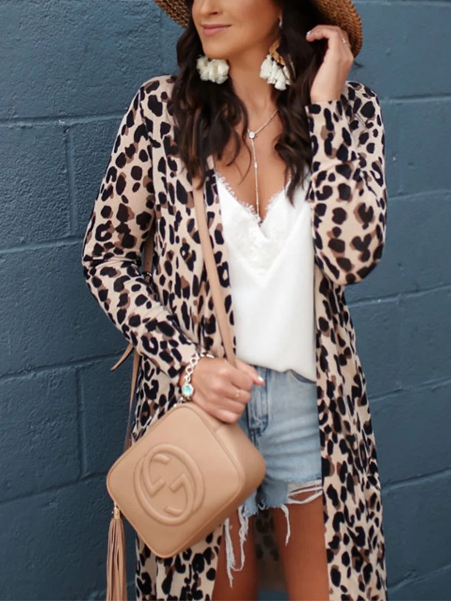 Leopard Pocket Long Sleeve Jacket