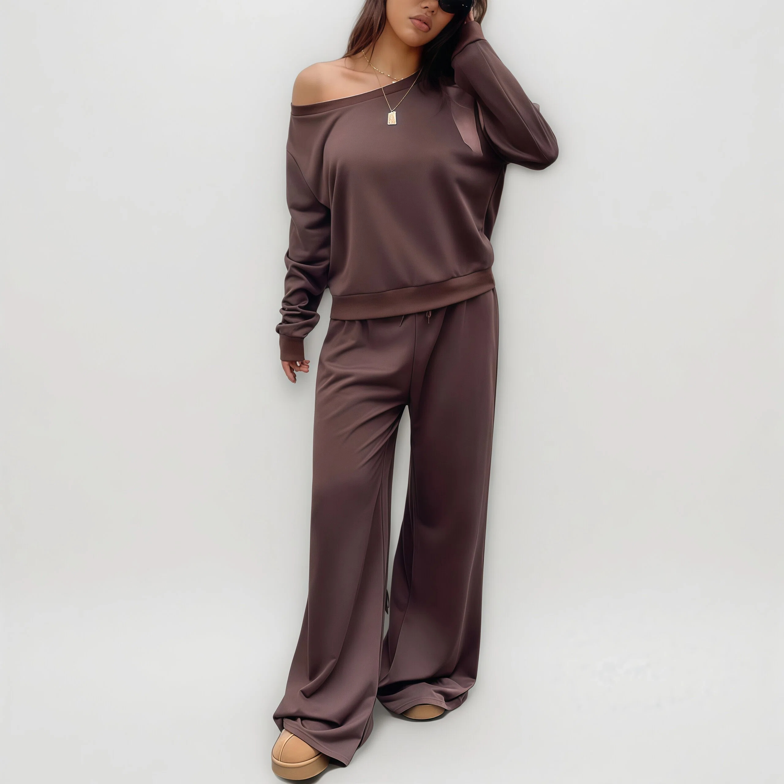 Off-Shoulder Top and Wide-Leg Pants Set - HIGIANNA&reg;