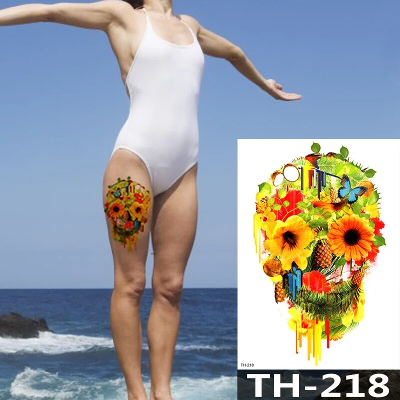 1PCS Temporary Tattoo Sticker Flower Fox Parrot Totem Large Arm For Men Women Body Art Sticker