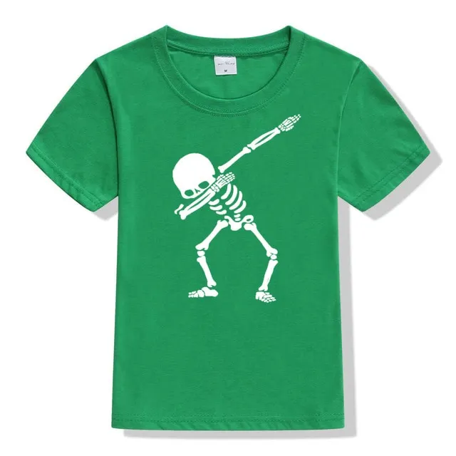 Hip Hop Dabbing Skeleton Kids T-Shirt Punk Black Shirts Children Boys Girls Funny Skull Teens T Shirts Toddler Summer Clothes