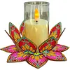 Mandala lotus acrylique DIY peinture en diamant porte-bougies sans bougies table de table de table pour d&eacute;butants adultes