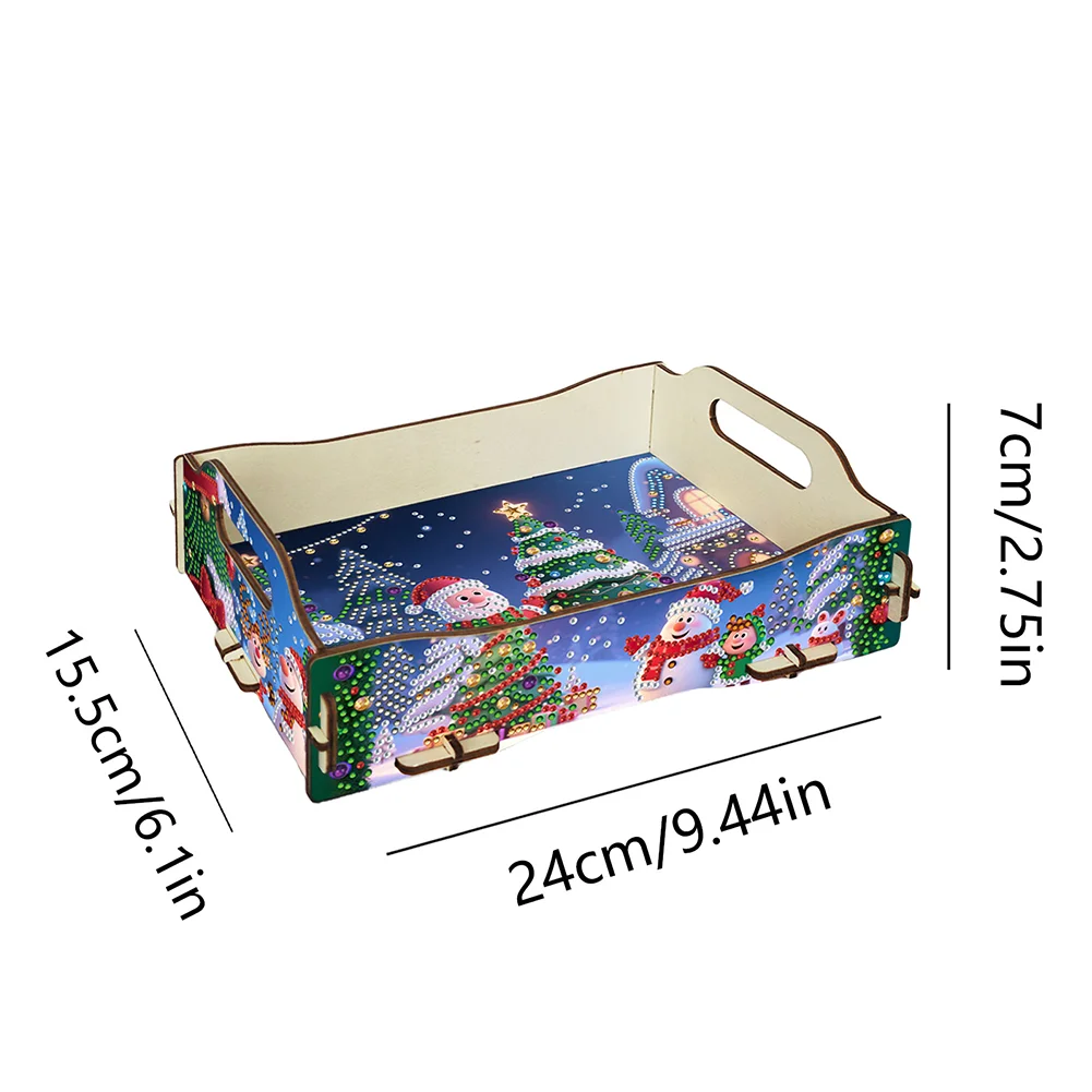 5D DIY Christmas Tree Diamond Painting Serving Tray with Handle for Coffee Table