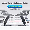 Aluminum Alloy Tablet Laptop Desktop Stand with 12-port Docking Station, Liftable, 360-degree Rotation, 4K Screen Projection