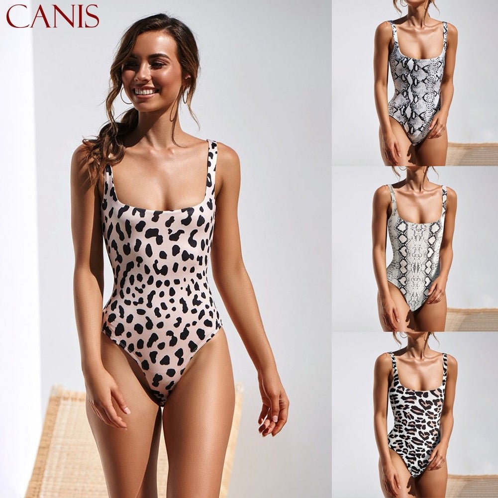 Women Sexy Leopard One Piece Swimsuit Beachwear Swimwear Push up Monokini Bikini Bathing Suit Swimming Suit