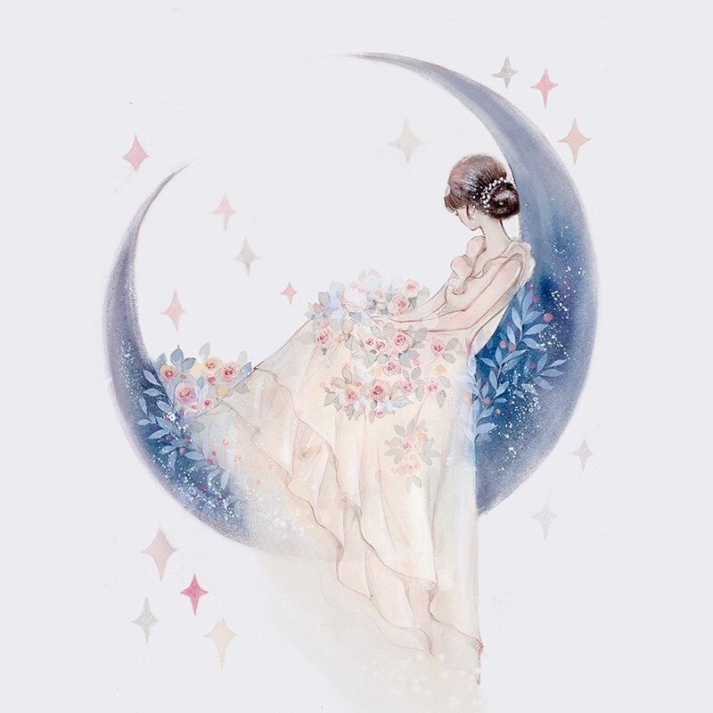 

Girl On Moon - Round Drill Diamond Painting - 30*30CM, 501 Original