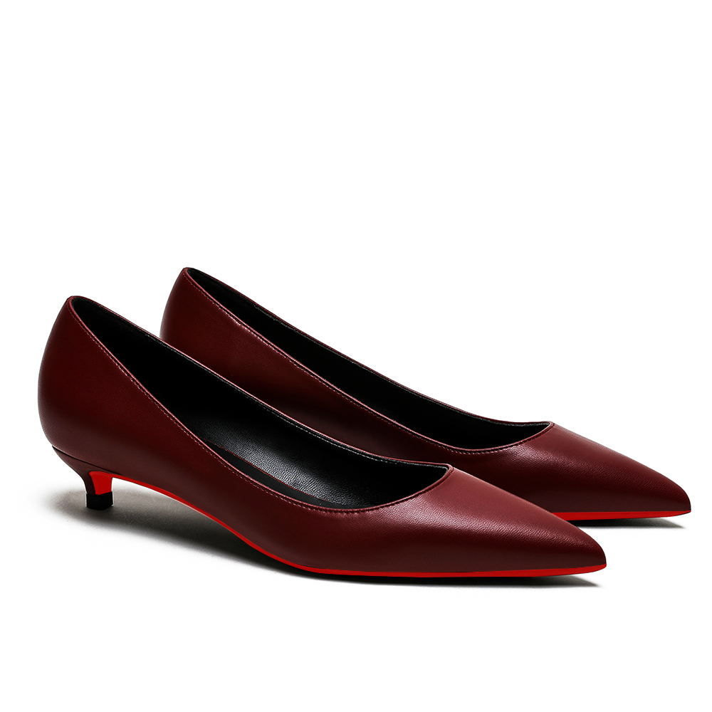 30mm Women's Low Heel Kittens Pointed Toe Casual Slip On Matte Pumps-vocosishoes