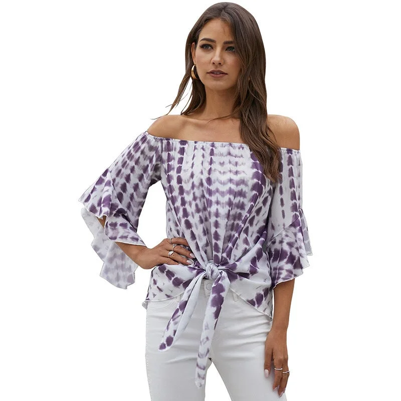 Women's Summer New Sexy One-shoulder Printed Top