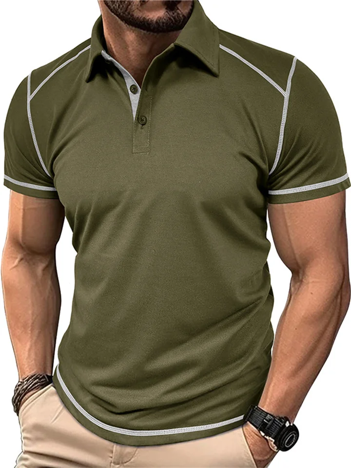New Summer Men's Short-sleeved Polo Shirt Men's Colorful Lapel Slim Polo Shirt-Cosfine