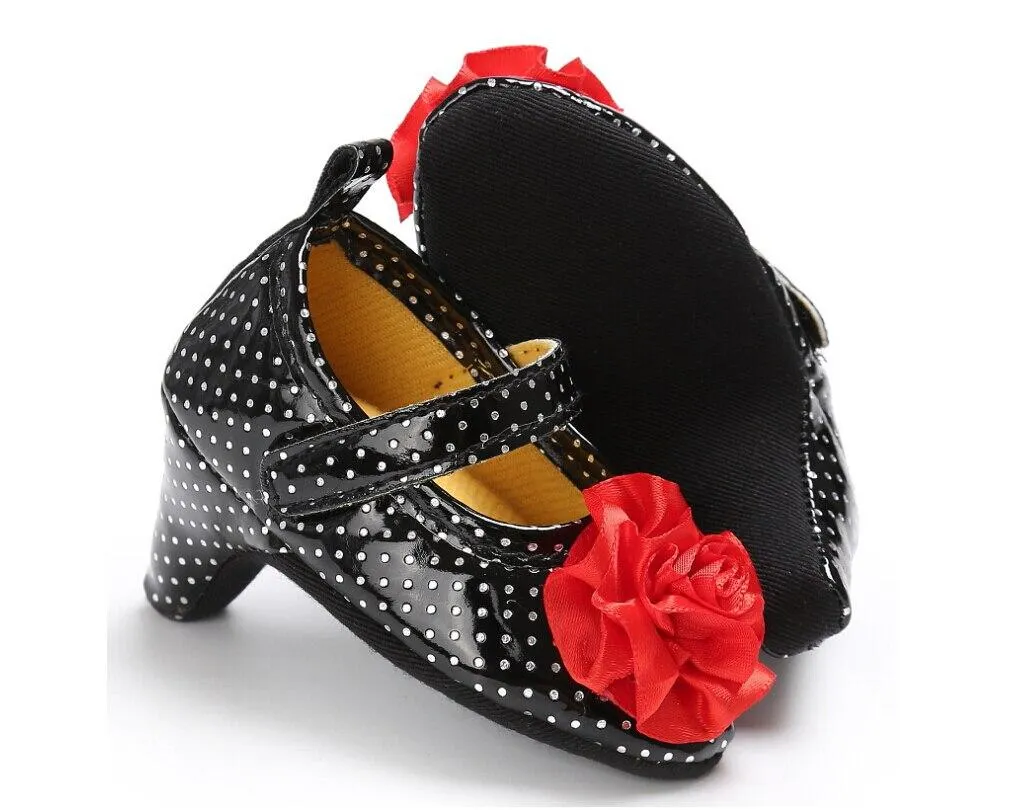2018 Brand New Newborn Baby Girl Bowknot Shoes High Heels for Photos Prop Princess Toddler Crib Flower Shoes First Walkers 0-18M