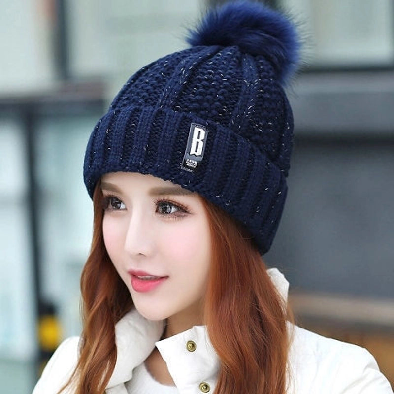 Winter Hat Women’s Korean-style Fleece-lined Thick Wool Hat Warm Scarf Mother Women’s Autumn And Winter Knitted Hat Winter