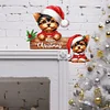 (US Local)DIY Xmas Diamond Painting Wooden Door Decoration for Feiend Gifts (Santa Puppy)
