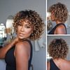 New Glueless Ombre Golden Curly  Hair Wig With Bangs