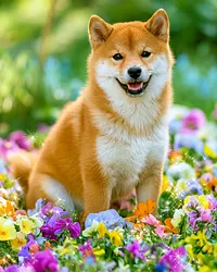 Floral Shiba Inu - Diamond Painting
