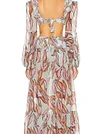 Floral-Print Bandage Puff Sleeves Asymmetric Bohemian Maxi Dress
