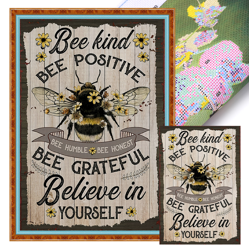 Retro Poster-Bee Full 11CT Pre-stamped Canvas(40*60cm) Cross Stitch