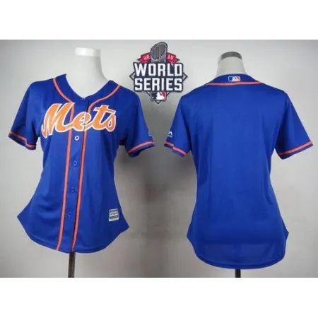 Mets Blank Blue Alternate W/2015 World Series Patch Women's Stitched MLB Jersey