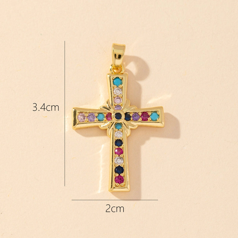 1 Piece Copper Zircon Printing Pendant