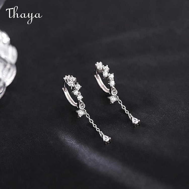 Thaya 925 Silver Stone Tassel Earrings