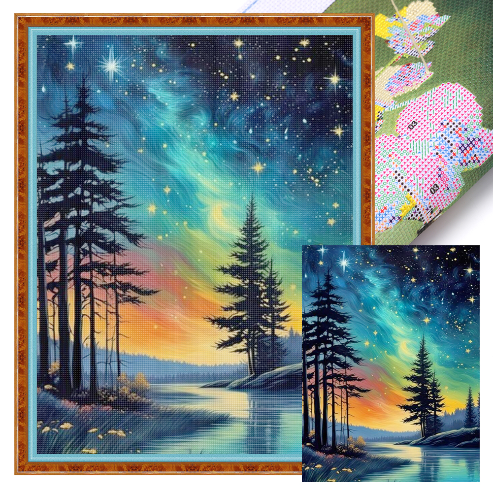 Colorful Starry Sky Full 11CT Pre-stamped Canvas(40*53cm) Cross Stitch