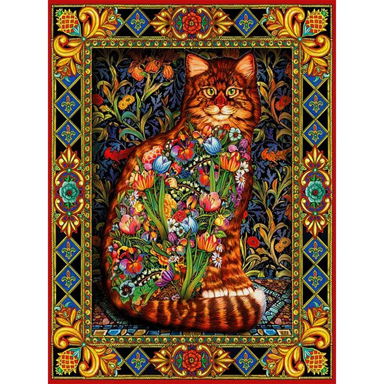 Retro Cat 18CT Stamped Cross Stitch 45 60cm