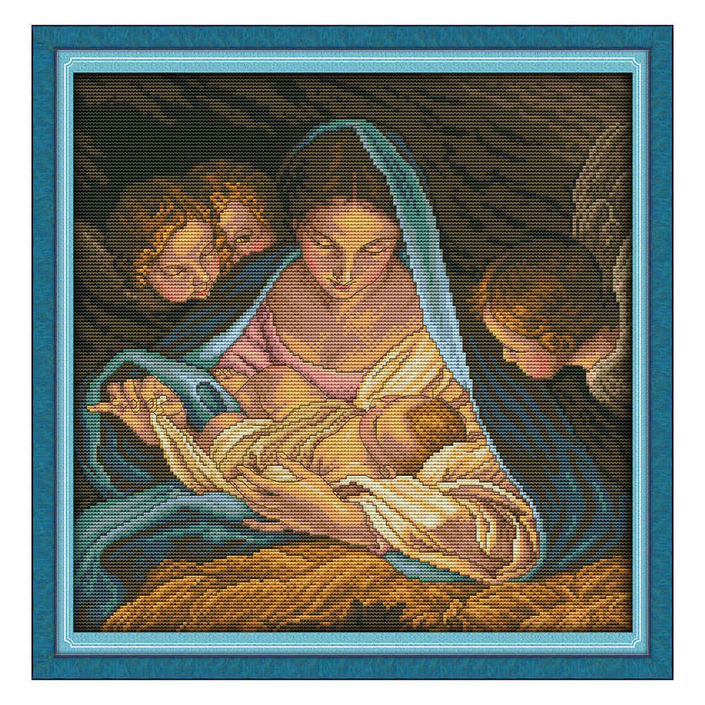

Madonna and Child - 14CT Stamped Cross Stitch - 38*38CM, 501 Original