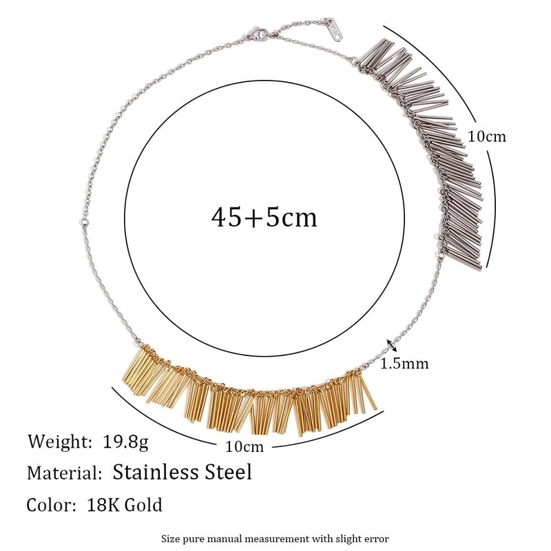 Casual Minimalist Geometric 304 Stainless Steel Titanium Steel 18K Gold Plated Tassel Necklace