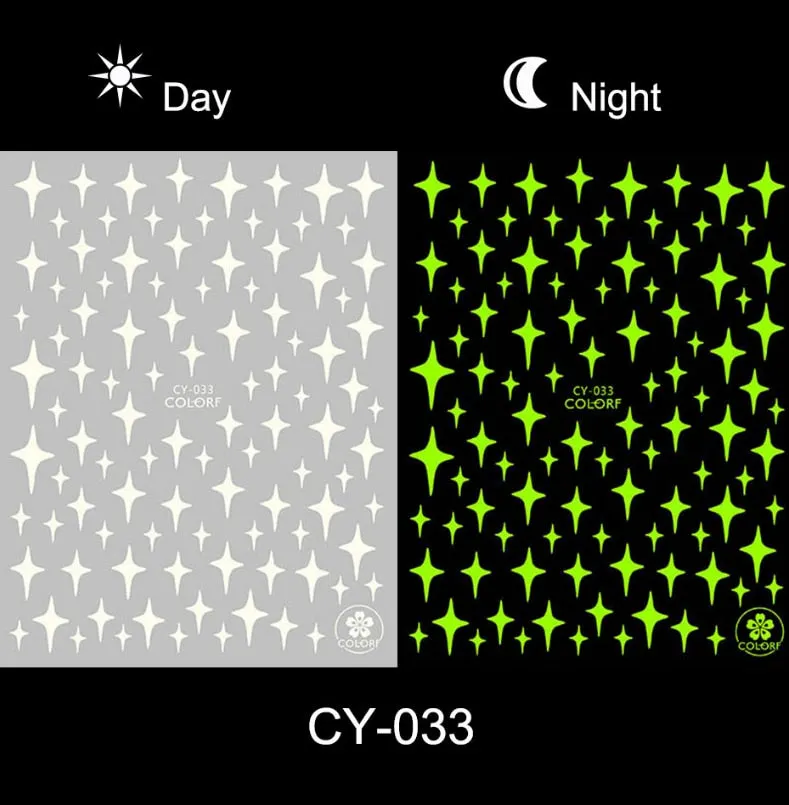 Nail Stickers Back Glue Fluorescent Light Flame Butterfly Moon Love Pattern Designs Nail Decal Decoration Tips For Beauty Salons-Nail Inspo