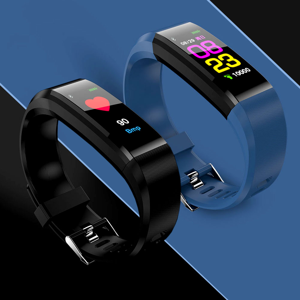 

115plus Color Screen Smart Bracelet Heart Rate Monitor Fitness Wristband, Blue, 501 Original