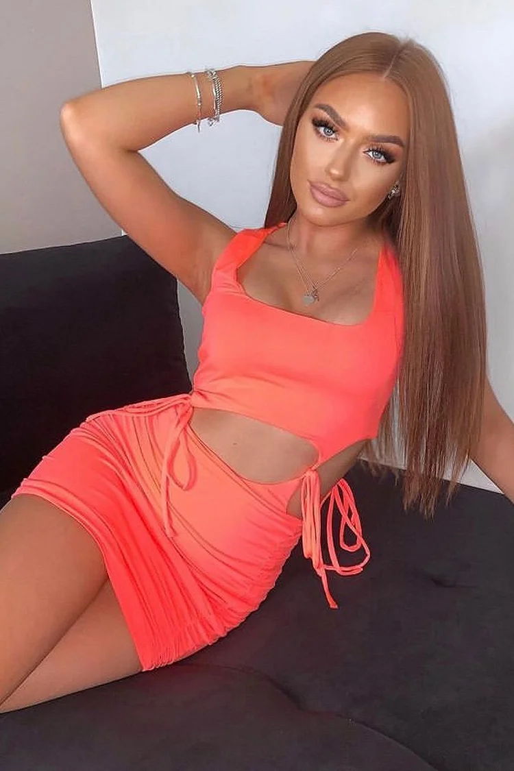 Pink Cut Out Tie Side Dress Katch Me