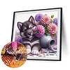 Diamond Painting -DIY Full Square Drill Cute Dog Holding Flowers(35*35CM)