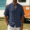 Men's Vacation Surfing Linen Stand-Collar Shirt by Inlyline