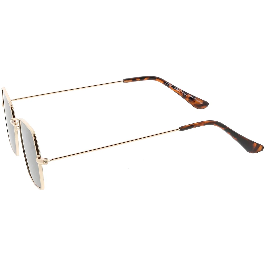 Geometric Hexagon glasses Ultra Slim Metal Neutral Colored Flat Lens 51mm