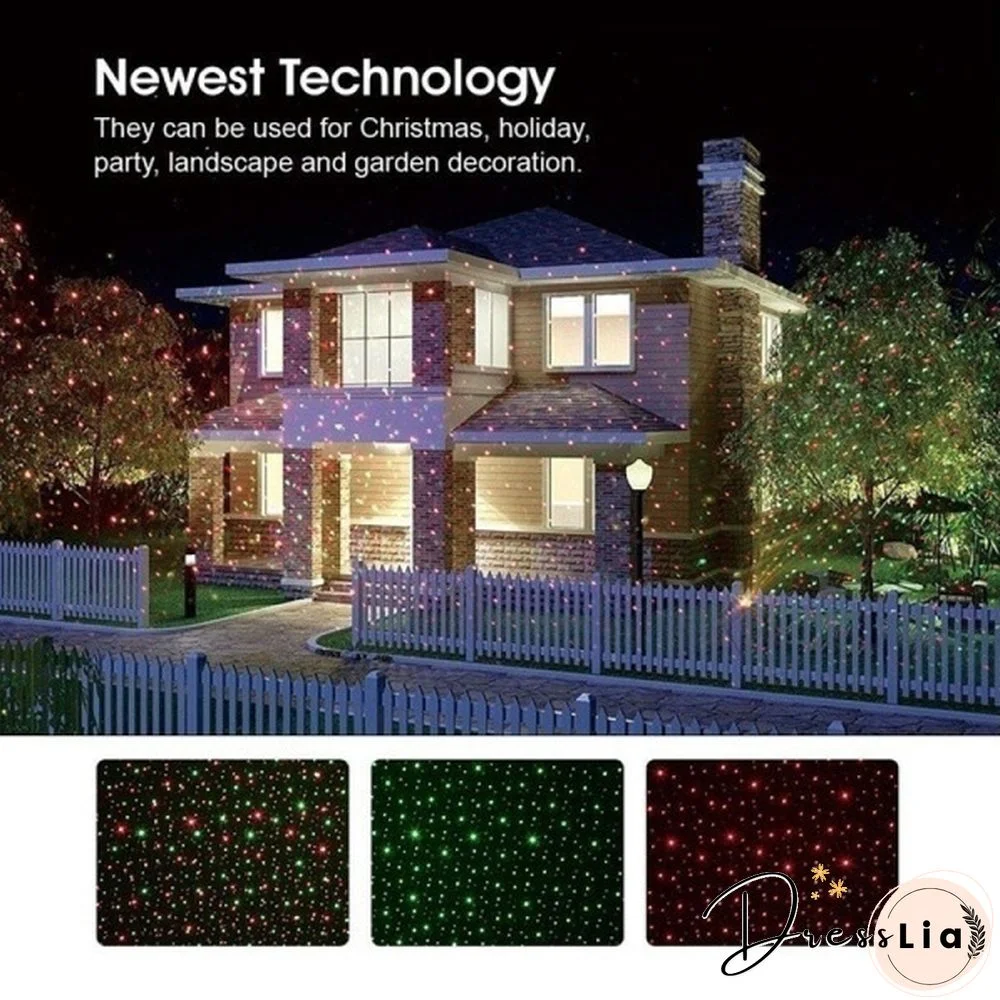 Outdoor Indoor Waterproof Green & Red Laser Projector Light for Party Landscape Garden Halloween Christmas Decoration Gift US/EU/UK/AU Plug
