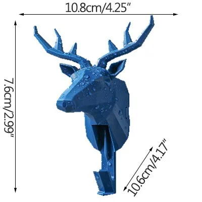 Plastic Creative Animal Head Key Holder Home Decoration Elephant Antlers Hang Hooks for Keys Bathroom Wall Hangers Coat Hook