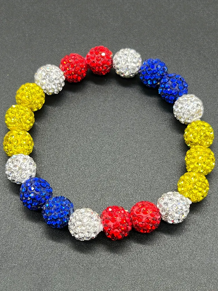 Venezuela Inspired Colorblock Glitter Beaded Bracelet