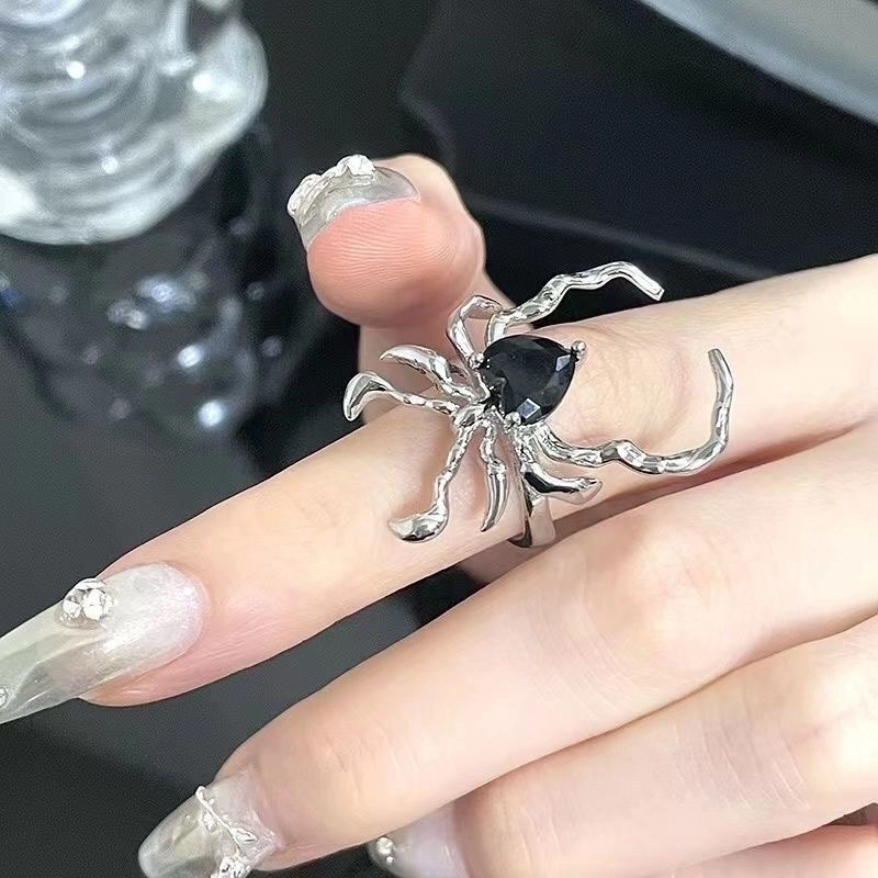 Gothic Hip-Hop Retro Spider Alloy Irregular Plating Women’s Open Rings
