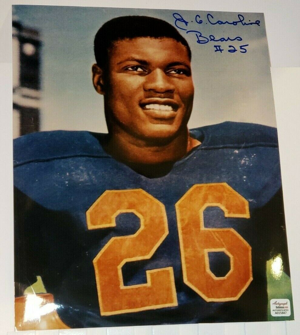 Autographed Chicago Bears James 25 J.C. Caroline Signed 8x10 Action Photo Poster painting AR COA