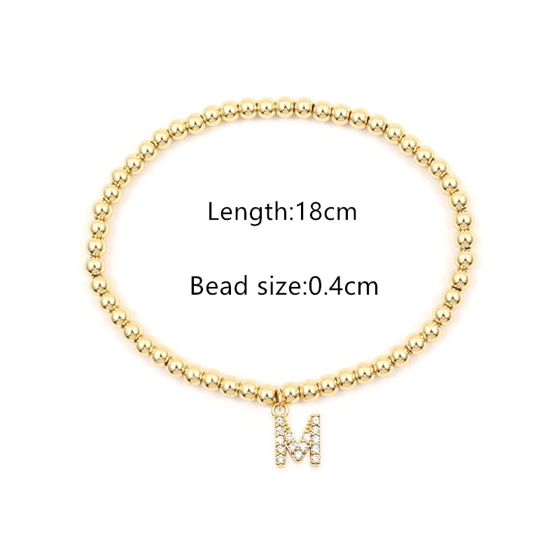 Copper Inlay Letter Zircon Bracelets