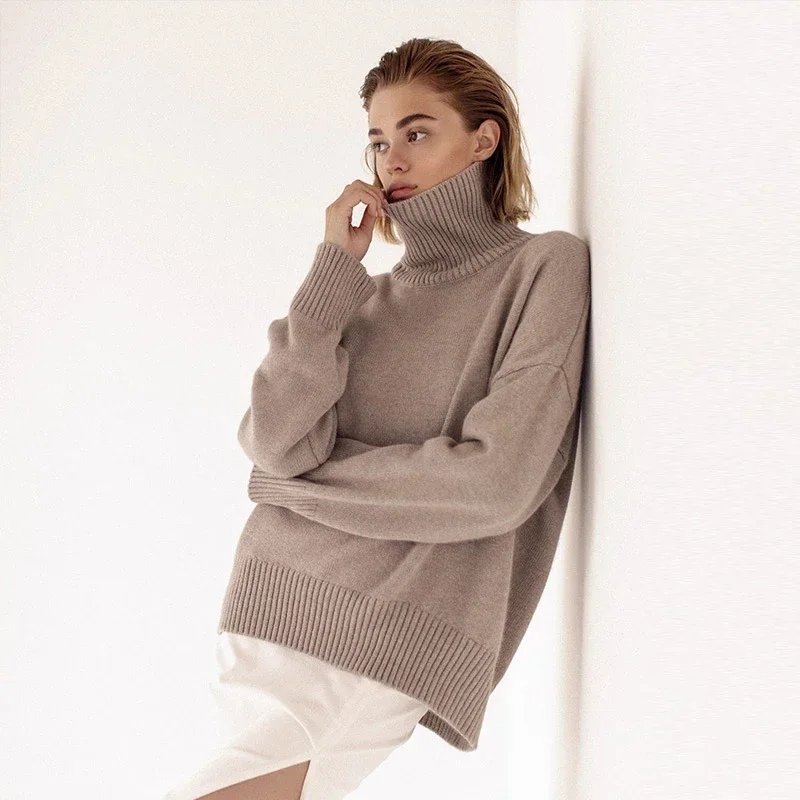 Churchf Knitted Sweater Autumn Winter Women's Oversize Long Sleeve Loose Pullover Tops Streetwear Soft Warm Elastic Sweaters-Outfit Ideas