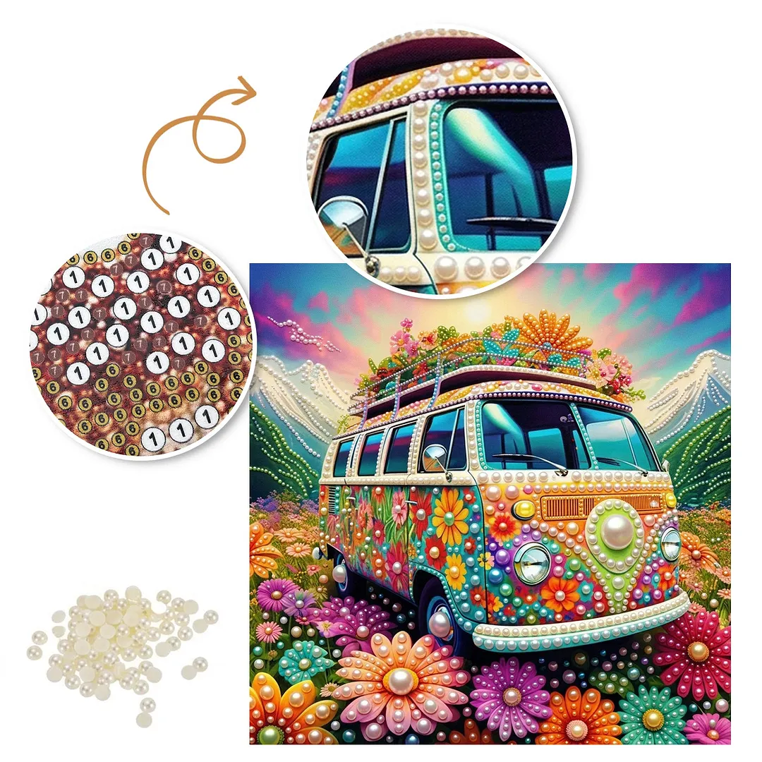 Floral Vintage Van - Pearls Painting