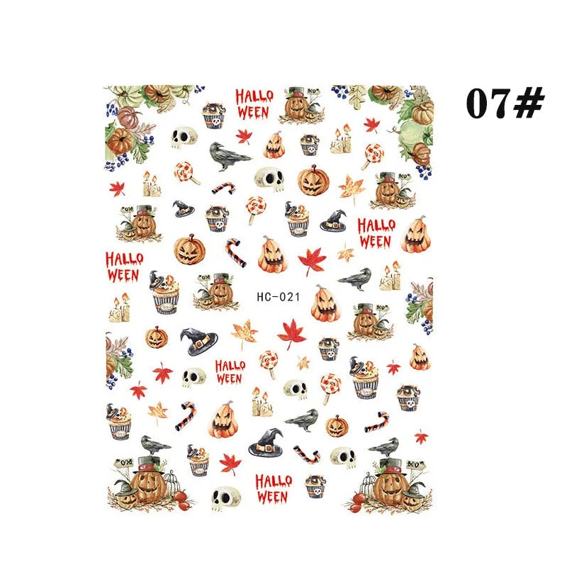 1PCS Bloody Halloween Theme Nail Foil Stickers Red Hand Scar Lips Snake Anime Nail Design 3D ManicureS Gel Polish Decor Sliders