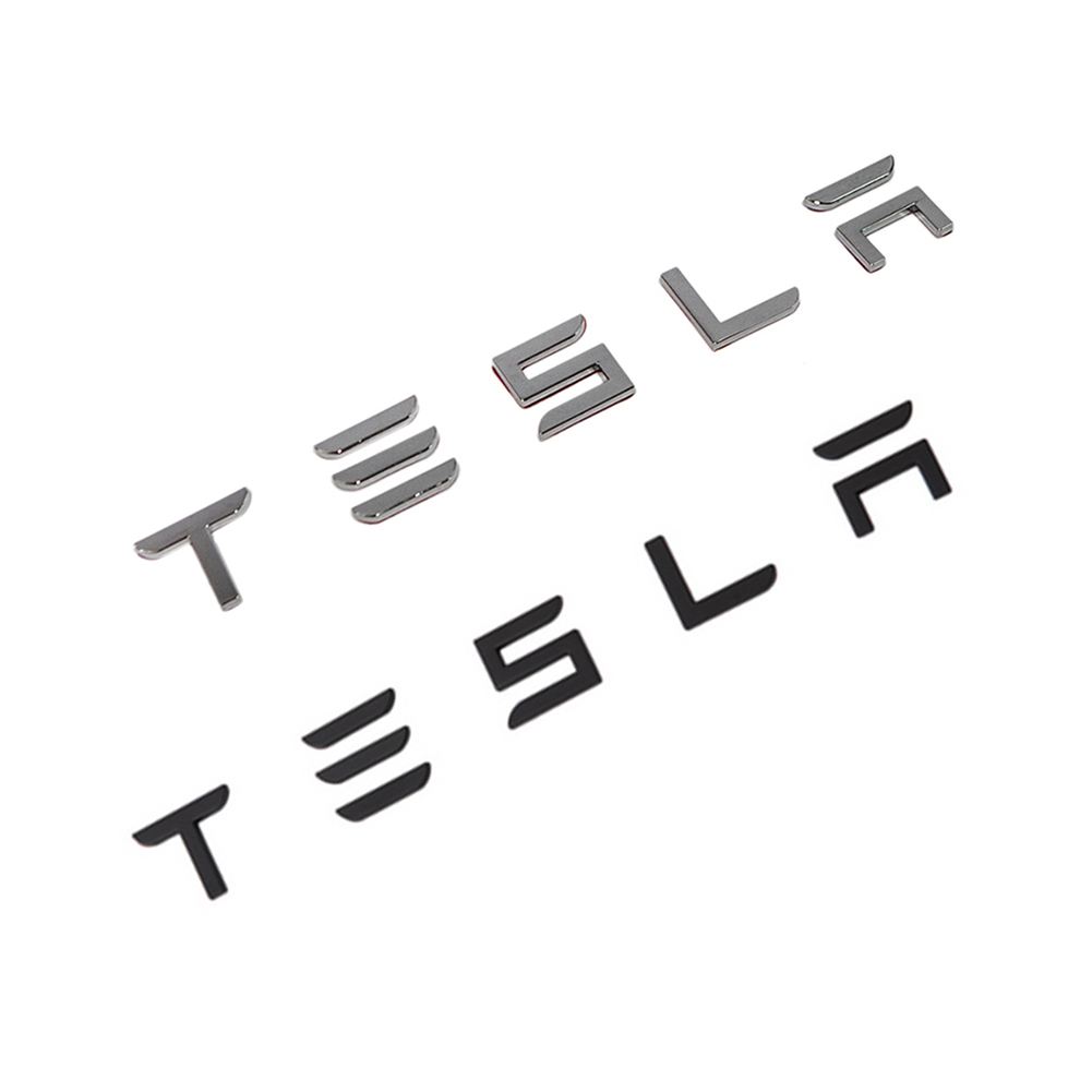 

Metal Logo Car Emblem Badge Sticker Rear Trunk for Tesla Model 3 S X Y, Silver, 501 Original