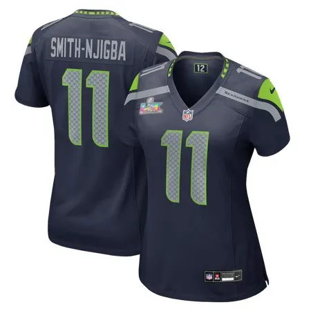 Women's Seattle Seahawks #11 Jaxon Smith-Njigba  College Navy Super Bowl LX Patch Game Jersey