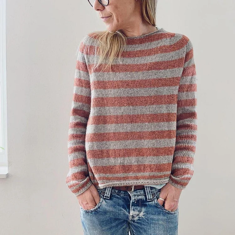 Comfy Color Block Print Sweater